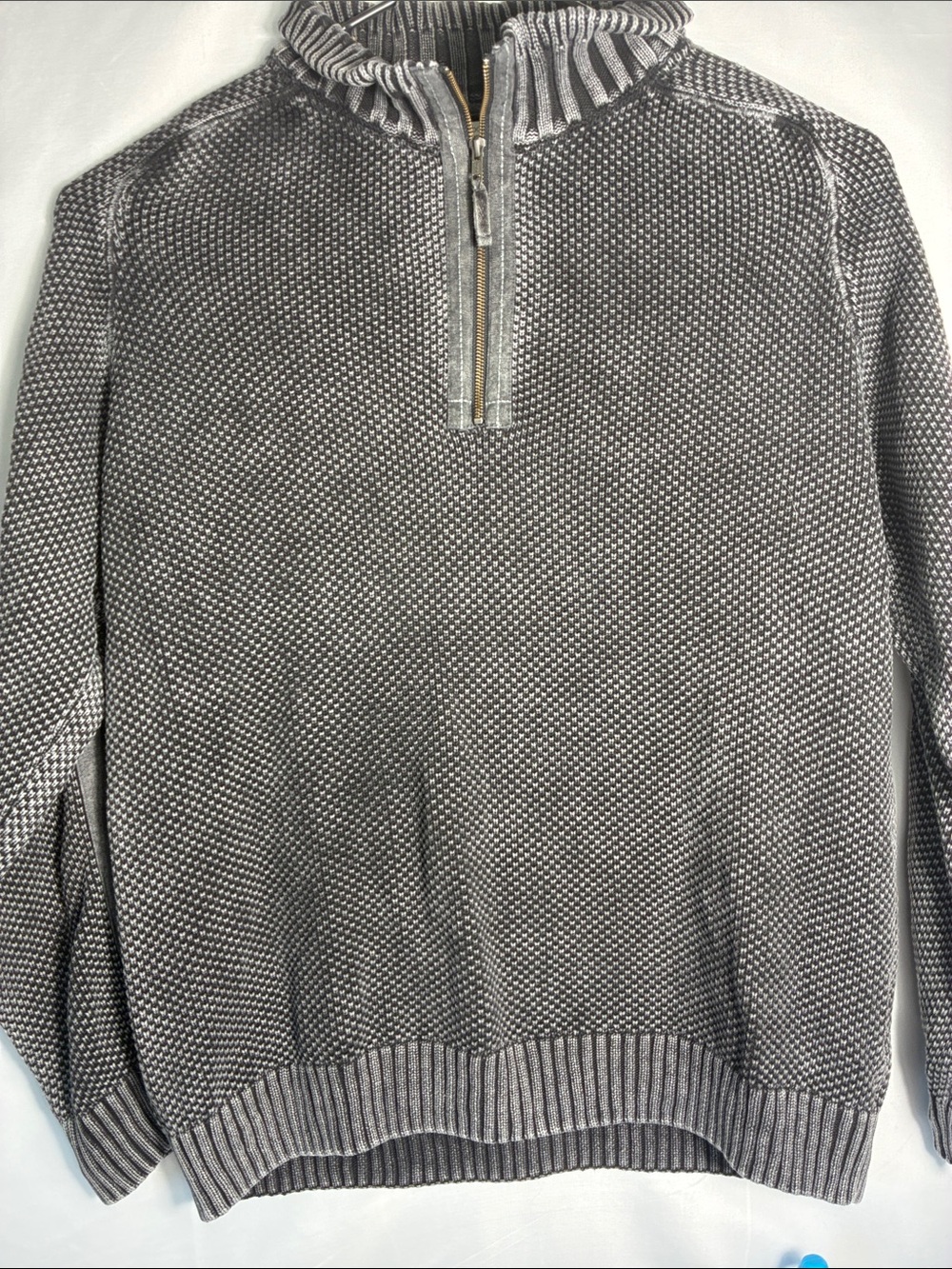 Carbon 2 Cobalt Men's Coal Gray "Hi-Def" 1/4 Zip Heavy Cotton Sweater size XL